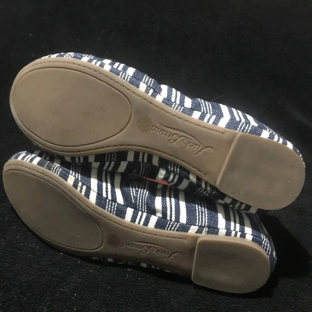 Lucky Brand Emmie Navy Blue & White Striped Ballet Flats Sz 7.5M Nautical Preppy
